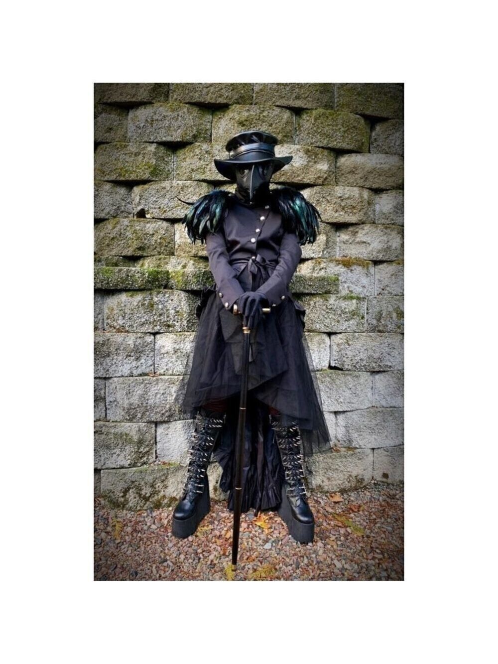 Steampunk victorian swallow tail long trench coat jacket black cosplay punk NWT